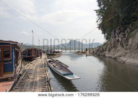 Boats on the Mekong River. 4000 islands. Island of Don Det. Laos
