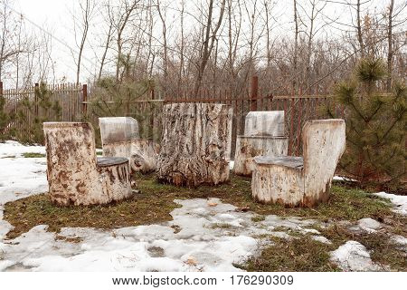 Self-made Wooden Furniture On The Street