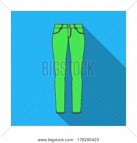 Green skinny pants for women. Women s clothes for a walk.Women clothing single icon in flat style vector symbol stock web illustration.