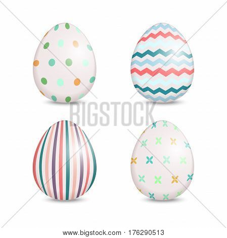 Beautiful set of four easter eggs with cute patterns