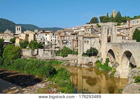 Besalu Spain - September 09 2014: View of Besalu village (Catalonia Spain)