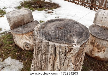 Self-made Wooden Furniture On The Street
