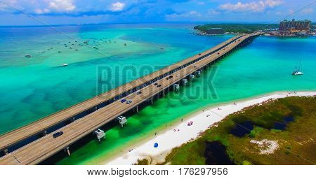 Destin. Redneck Beach. Florida. Panama City. Bridge Aerial View. Eglin Beach Park