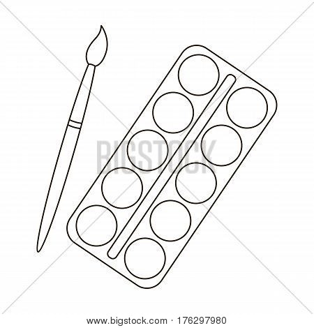 Palette with paints and brush. Paint in school.School And Education single icon in outline style vector symbol stock web illustration.