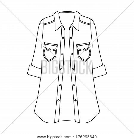 Green Women s jacket with buttons and short sleeves. Casual wear for the stylish woman.Women clothing single icon in outline style vector symbol stock web illustration.