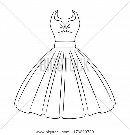 White fluffy wedding dress for a girl. Wedding wear.Women clothing single icon in outline style vector symbol stock web illustration.