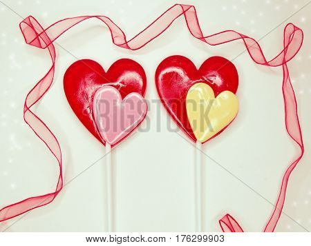 hearts red lollipops love concept valentine's day