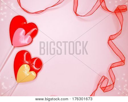 hearts red lollipops love concept valentine's day