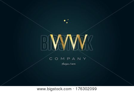 Ww W  Gold Golden Luxury Alphabet Letter Logo Icon Template