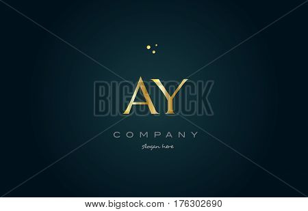 Ay A Y  Gold Golden Luxury Alphabet Letter Logo Icon Template