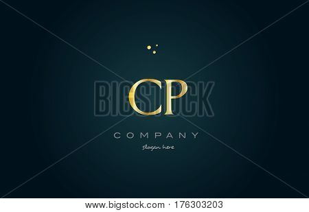 Cp C P  Gold Golden Luxury Alphabet Letter Logo Icon Template