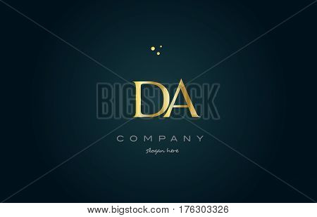 Da D A  Gold Golden Luxury Alphabet Letter Logo Icon Template