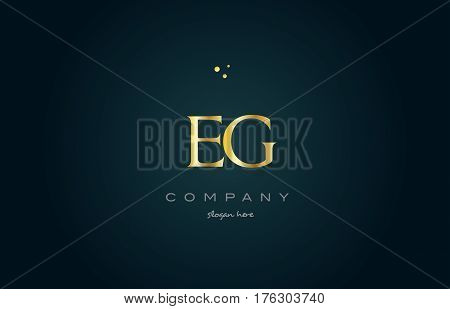 Eg E G  Gold Golden Luxury Alphabet Letter Logo Icon Template