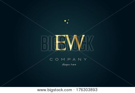 Ew E W  Gold Golden Luxury Alphabet Letter Logo Icon Template