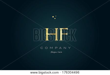 Hf H F  Gold Golden Luxury Alphabet Letter Logo Icon Template