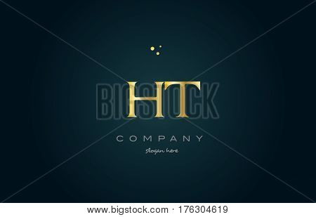 Ht H T  Gold Golden Luxury Alphabet Letter Logo Icon Template