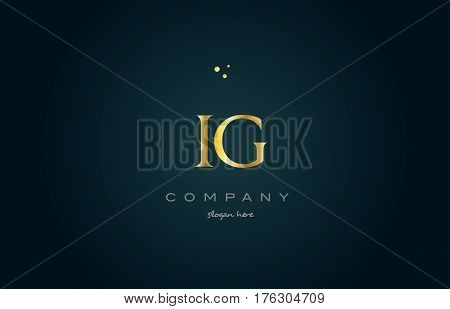 Ig I Q  Gold Golden Luxury Alphabet Letter Logo Icon Template