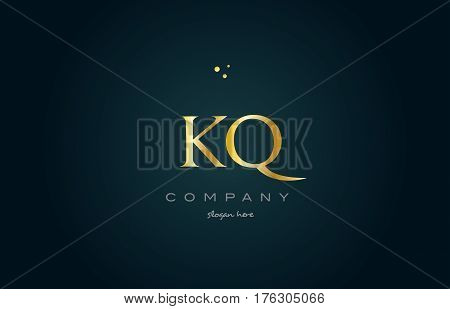 Kq K Q  Gold Golden Luxury Alphabet Letter Logo Icon Template