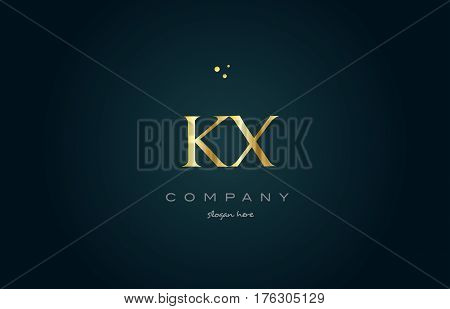 Kx K X  Gold Golden Luxury Alphabet Letter Logo Icon Template