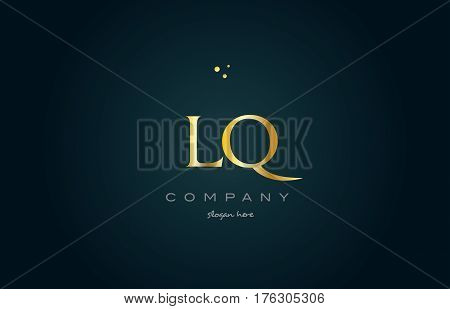Lq L Q  Gold Golden Luxury Alphabet Letter Logo Icon Template