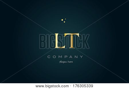 Lt L T  Gold Golden Luxury Alphabet Letter Logo Icon Template