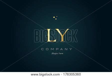 Ly L Y  Gold Golden Luxury Alphabet Letter Logo Icon Template