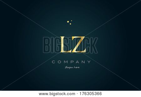 Lz L Z  Gold Golden Luxury Alphabet Letter Logo Icon Template