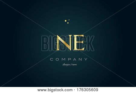 Ne N E  Gold Golden Luxury Alphabet Letter Logo Icon Template