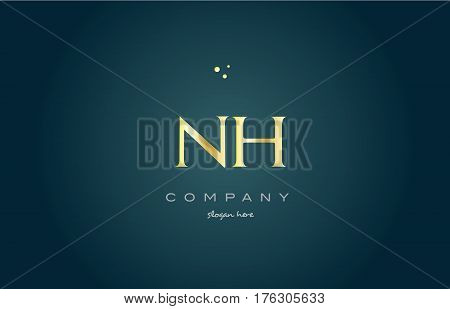 Nh N H  Gold Golden Luxury Alphabet Letter Logo Icon Template
