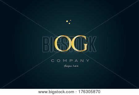 Og O G  Gold Golden Luxury Alphabet Letter Logo Icon Template