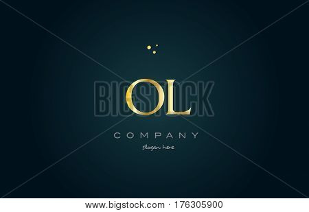 Ol O L  Gold Golden Luxury Alphabet Letter Logo Icon Template