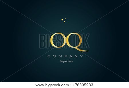 Oq O Q  Gold Golden Luxury Alphabet Letter Logo Icon Template