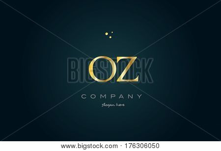 Oz O Z  Gold Golden Luxury Alphabet Letter Logo Icon Template