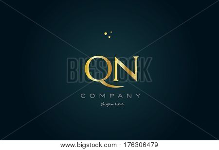 Qn Q N  Gold Golden Luxury Alphabet Letter Logo Icon Template