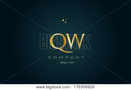 Qw Q W  Gold Golden Luxury Alphabet Letter Logo Icon Template