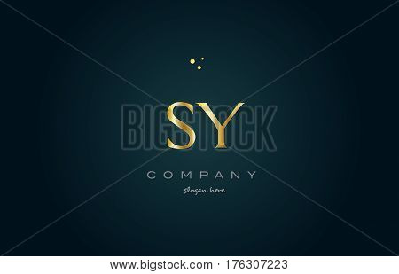 Sy S Y  Gold Golden Luxury Alphabet Letter Logo Icon Template