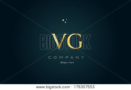 Vg V G  Gold Golden Luxury Alphabet Letter Logo Icon Template