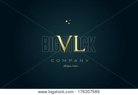 Vl V L  Gold Golden Luxury Alphabet Letter Logo Icon Template