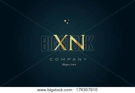 Xn X N  Gold Golden Luxury Alphabet Letter Logo Icon Template