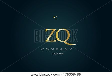 Zq Z Q  Gold Golden Luxury Alphabet Letter Logo Icon Template
