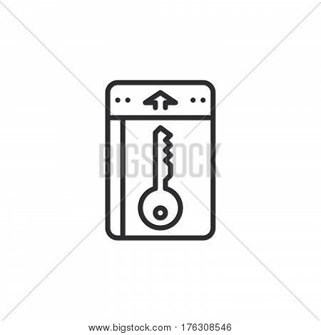 Room key keylock line icon outline vector sign linear pictogram isolated on white. Symbol logo illustration