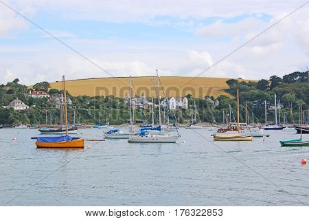 Yachts moored on the River Fal, Falmouth