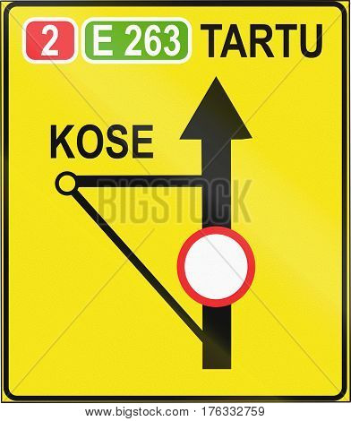 Estonian Temporary Informatory Road Sign With Bypass