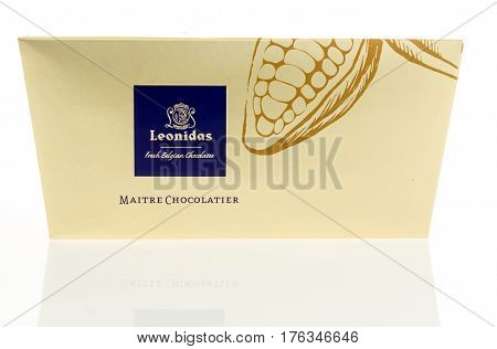 Winneconne WI - 8 March 2017: Leonidas fresh Belgian chocolate on an isolated background.