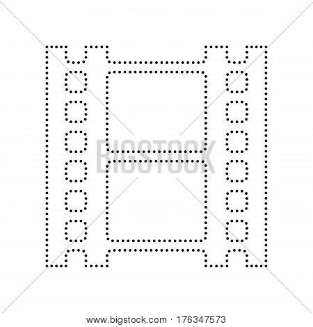 Reel of film sign. Vector. Black dotted icon on white background. Isolated.