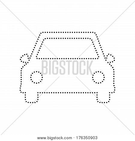 Car sign illustration. Vector. Black dotted icon on white background. Isolated.