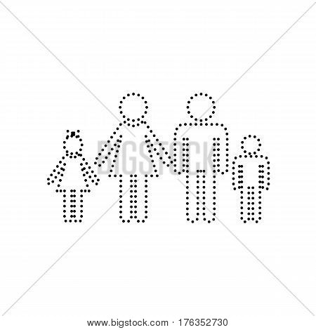 Family sign illustration. Vector. Black dotted icon on white background. Isolated.