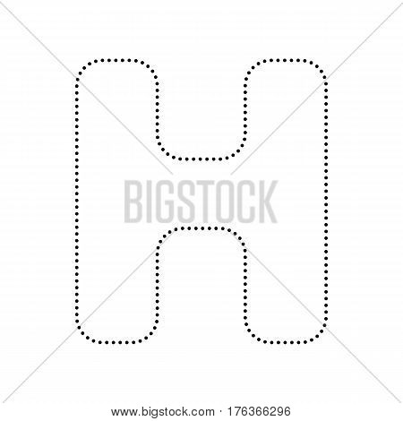 Letter H sign design template element. Vector. Black dotted icon on white background. Isolated.
