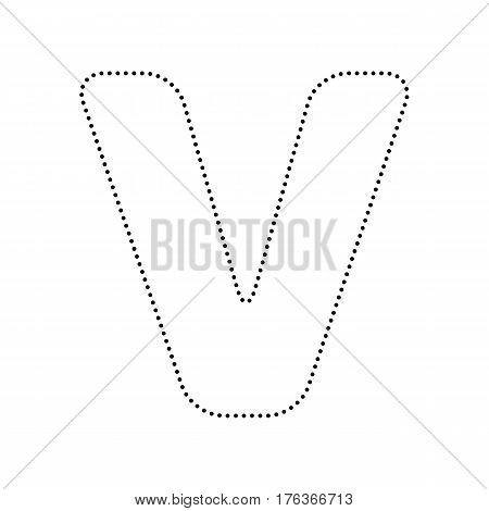Letter V sign design template element. Vector. Black dotted icon on white background. Isolated.