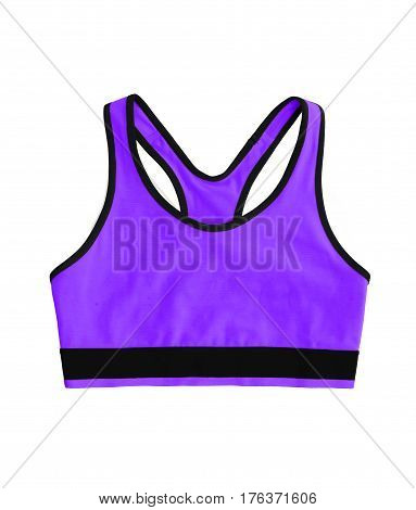 Purple Neon Racerback Sports Bra Top, Isolated On White Background
